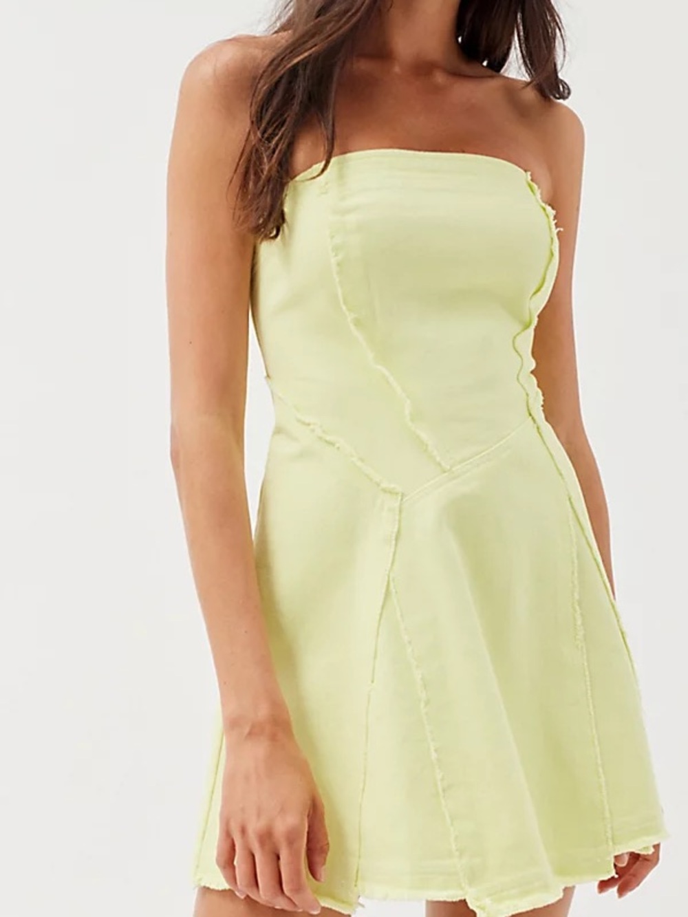 Urban Outfitters Light Lime Green Mini Denim Dress